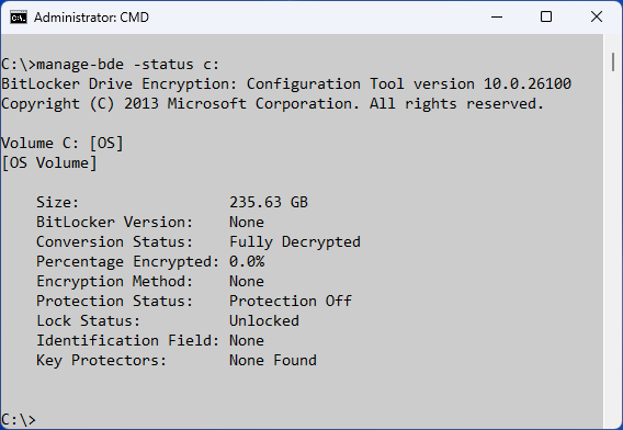 BitLocker off